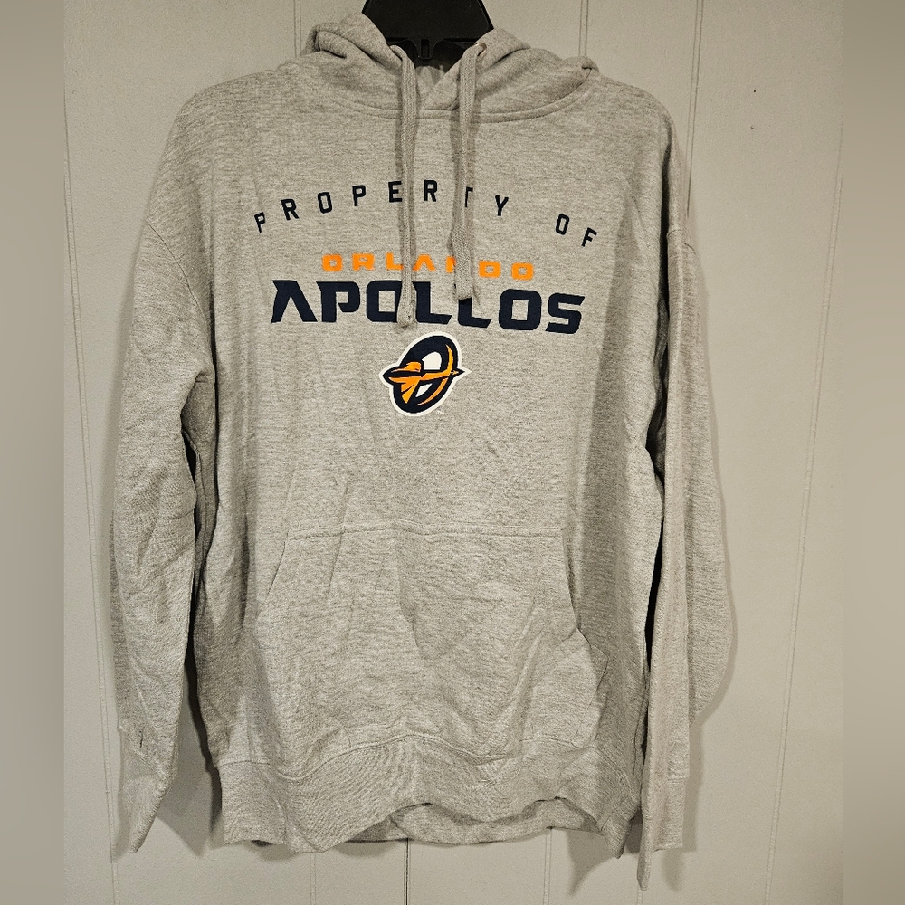 GIII Sports Orlando Apollos AAF Gray Hooded Sweatshirt Size L Pouch Pocket NWT
